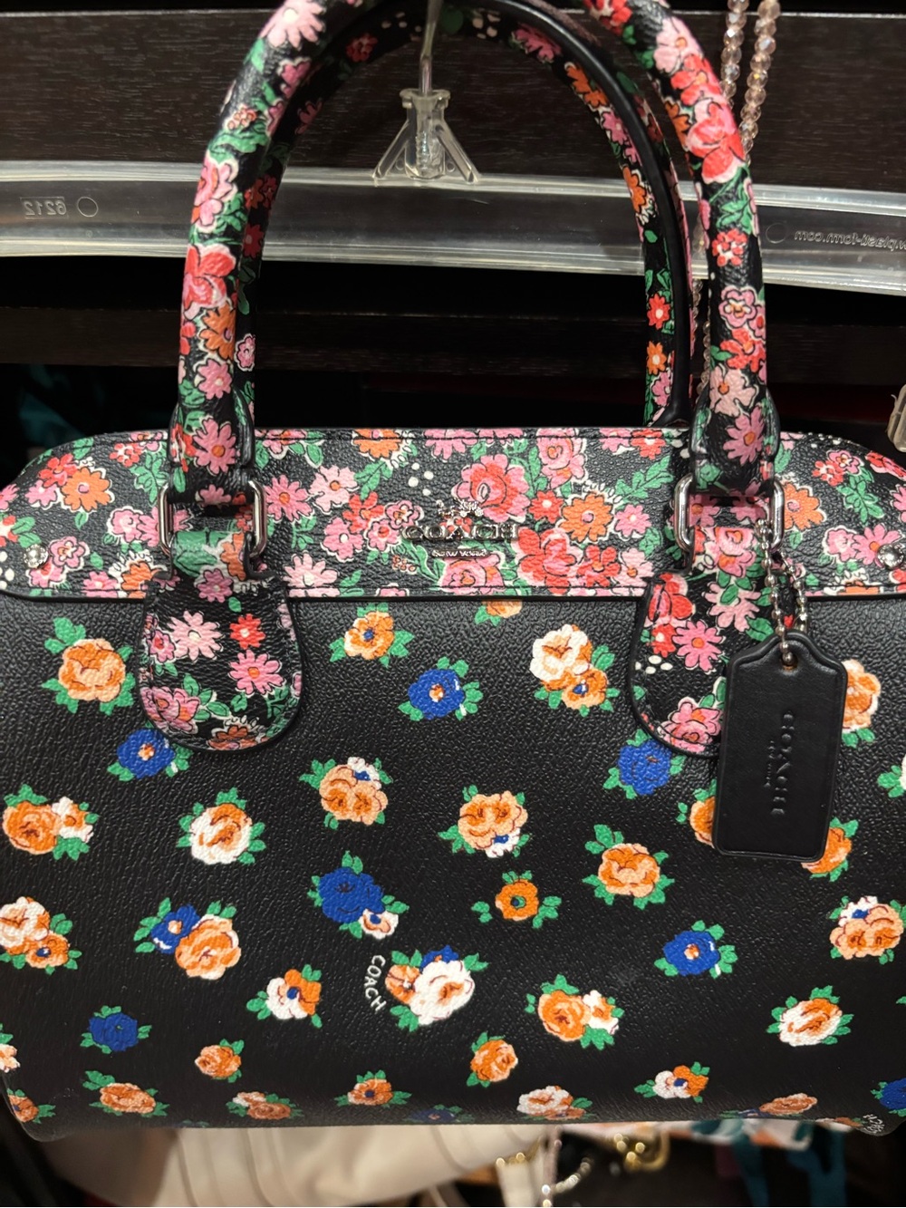 Coach Black Multi Floral Dome Satchel Like New